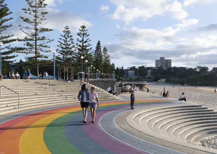Rainbow walkway on the steps at Coogee