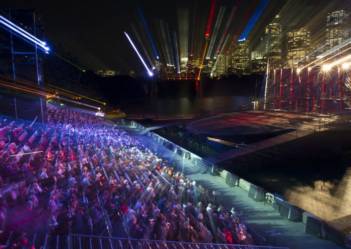 Audience watching Carmen, Opera on the Harbour at the Royal Botanic Gardens, Sydney Harbour