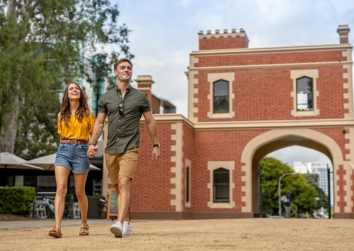 Couple enjoying walk through Parramatta Park, Parramatta