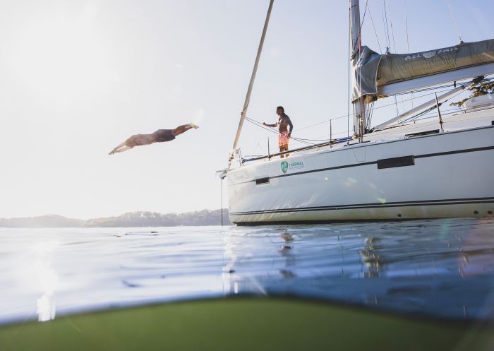 Group enjoying yacht charter experience with Allsail Sailing Club & Pittwater Yacht Charter, Church Point