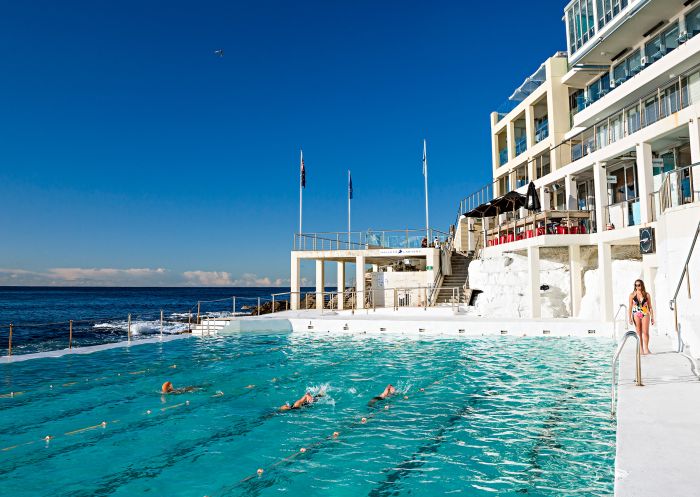 Bondi Icebergs Club, Bondi Beach Early morning swimmers at Bondi Icebergs Club, Bondi Beach