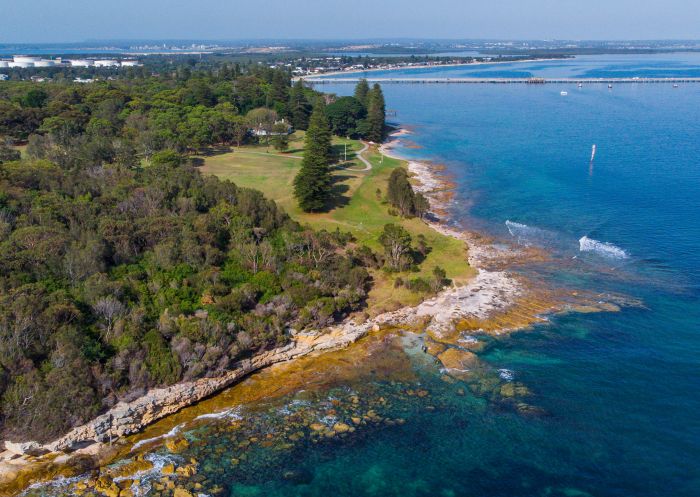 Aerial overlooking Kamay Botany Bay National Park, Kurnell 