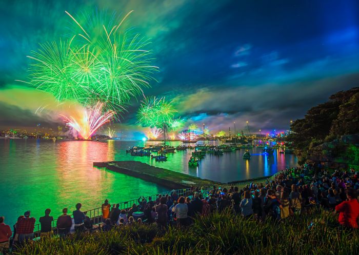 Fireworks display at Bradleys Head, Sydney Harbour