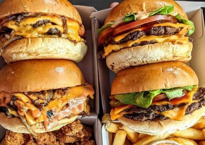 Burger options at Milky Lane, Parramatta 