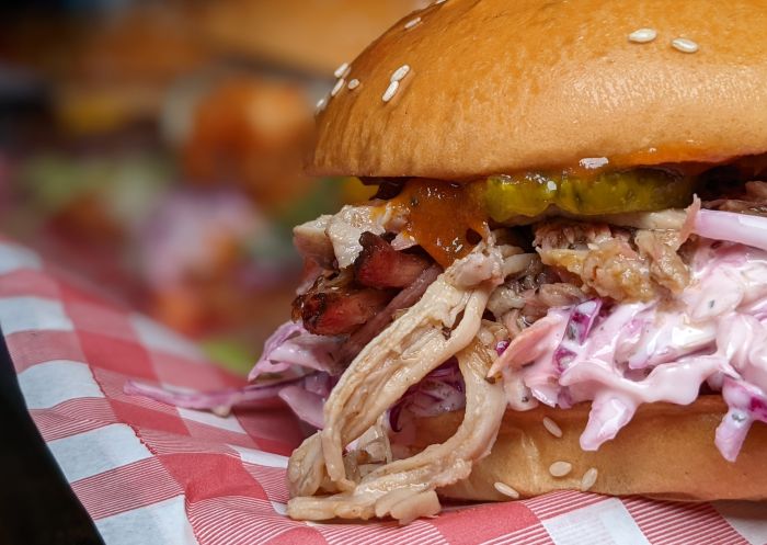 Piggy Stardust burger at Surly's American Tavern, Surry Hills