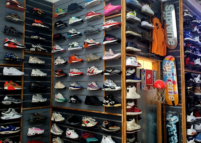 Selection of one-of-a-kind sneakers at The Stitch Up, Newtown