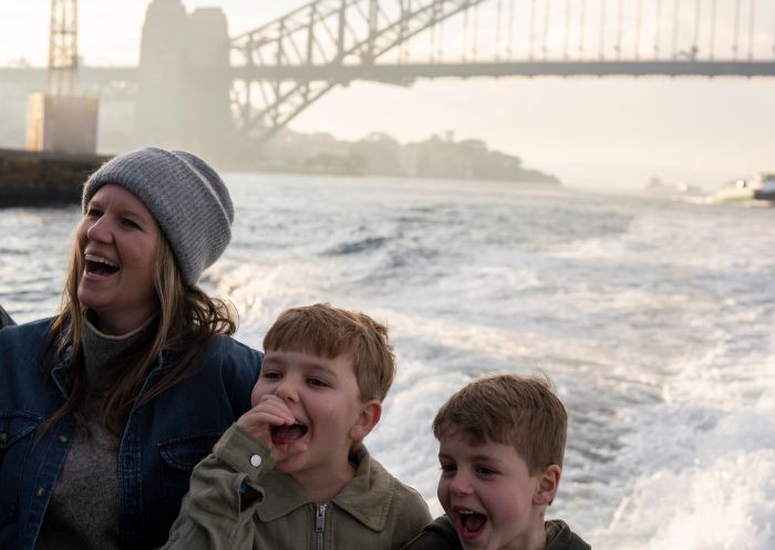 Majestic Water Taxi, Sydney Harbour Family enjoying the views aboard a Majestic Water Taxi, Sydney Harbour