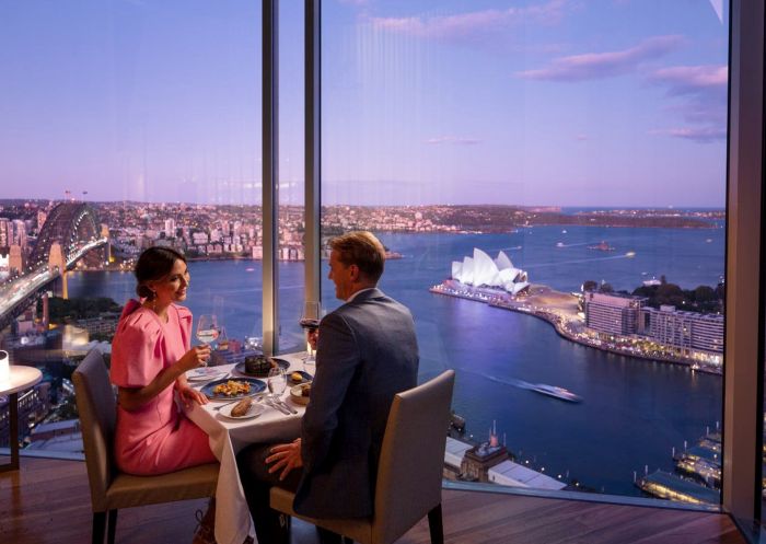 Couple dining on Valentine’s Day Dinner at Altitude, Shangri-La Hotel