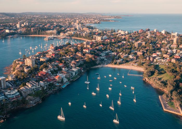 Aerial shot overlooking Manly, Northern Beaches