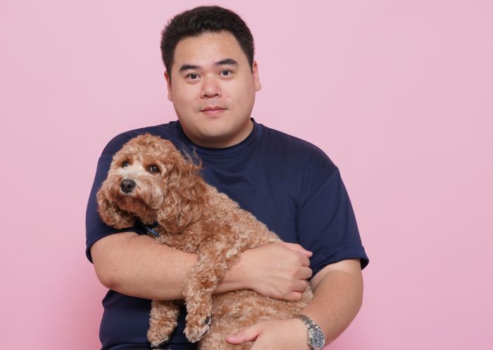 Adrian Widjonarko @adrianwidjy and his dog Ollie