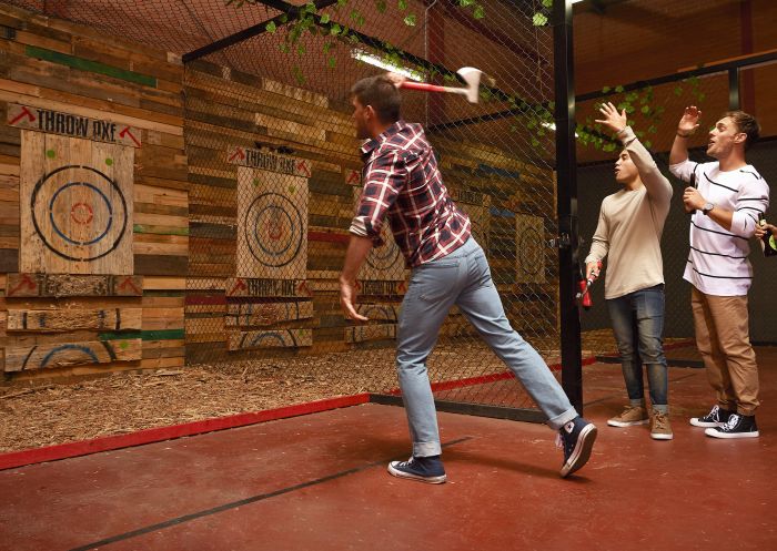 Throw Axe, Penrith Friends enjoying an axe-throwing experience at Throw Axe, Penrith