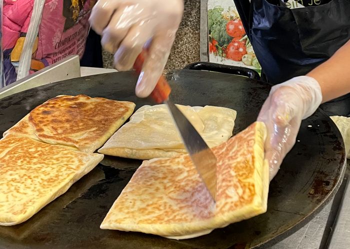 Murtabak on the grill at Ramadan Night Markets, Lakemba