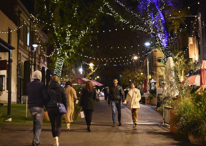 The Rocks streetscape at night