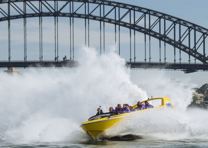 Group enjoying Thunder Jet Boat, Sydney Harbour