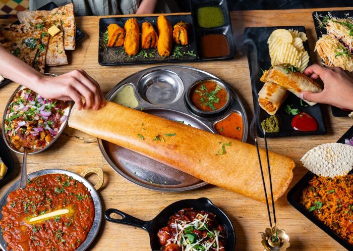 Selection of indian dishes at Chatkazz, Harris Park