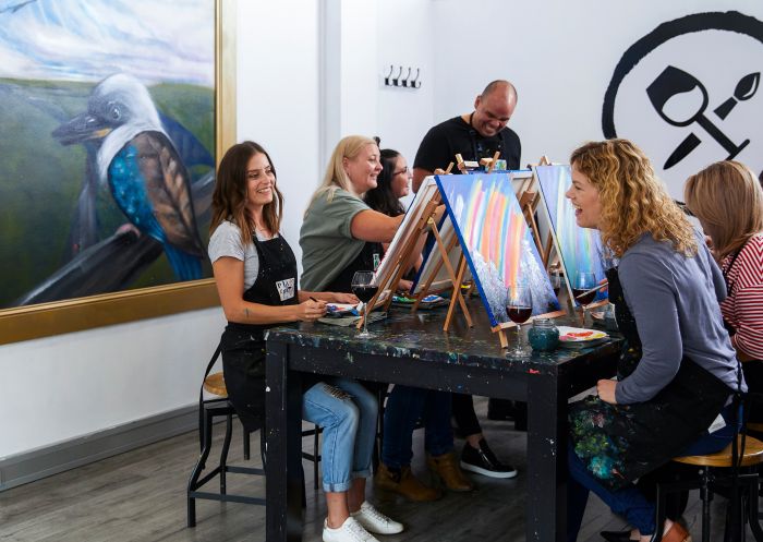 Attendees enjoying a painting class at Pinot & Picasso, Penrith