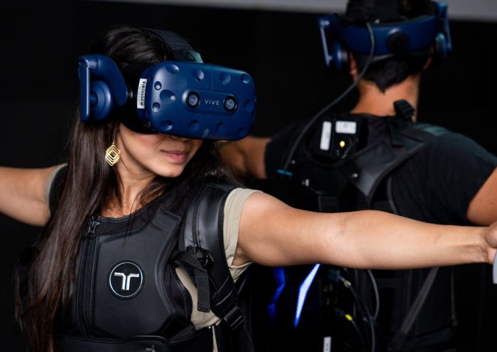 People mid game using leading VR technology at FREAK, Penrith