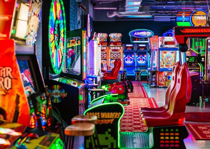 Arcade games at B. Lucky & Sons at Entertainment Quarter, Moore Park