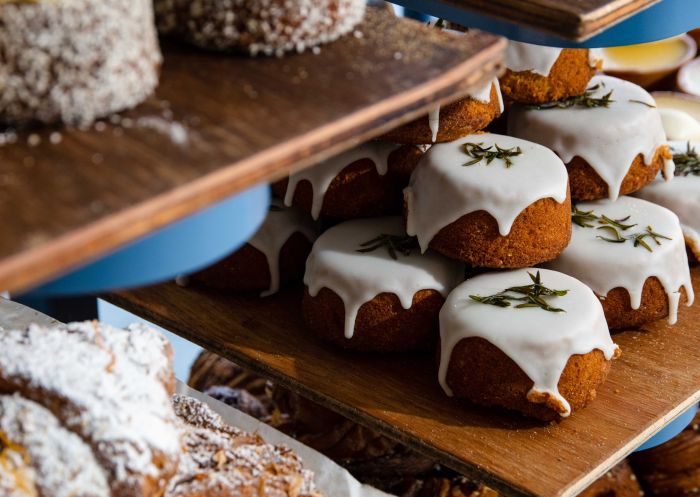 Delicious cake options served at AP Bakery outpost at Paramount House Rooftop, Surry Hills