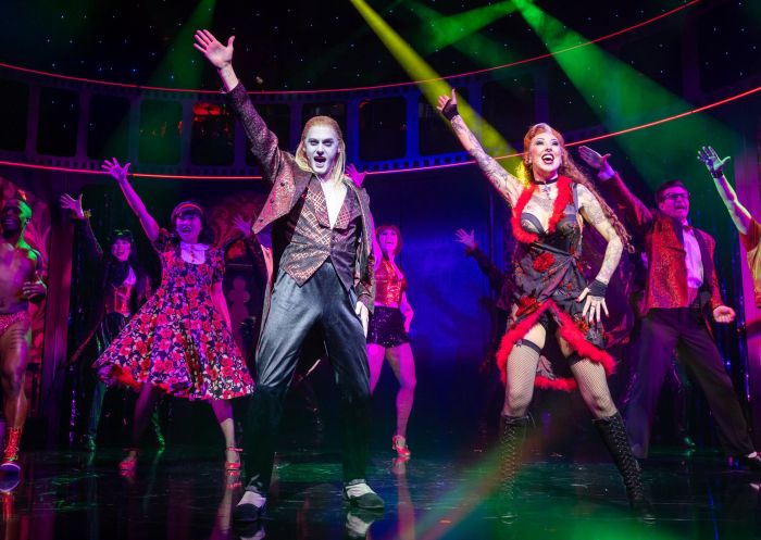 Performers on stage at the The Rocky Horror Show at the Theatre Royal, Sydney