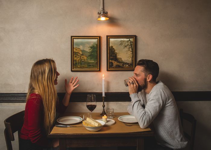 Bistecca, Sydney CBD - Credit: Dominic Loneragan Couple enjoying dinner at Bistecca, Sydney CBD