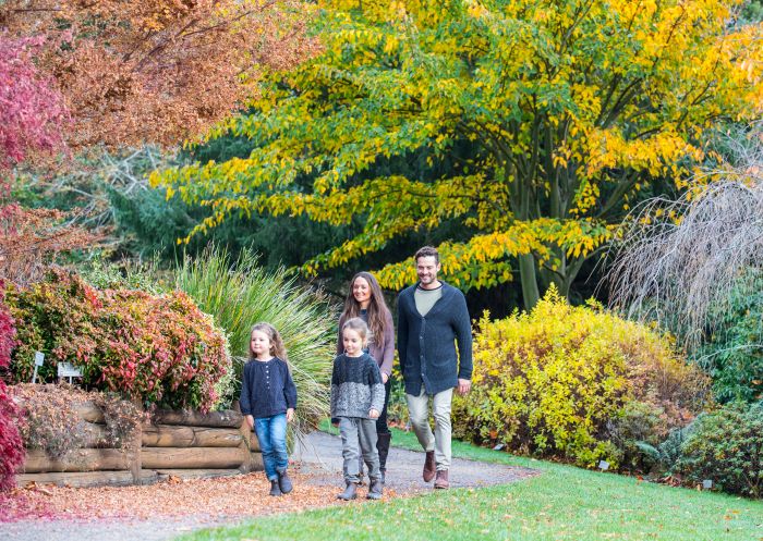 Family enjoying a visit to the Blue Mountains Botanic Garden in Mount Tomah, Blue Mountains