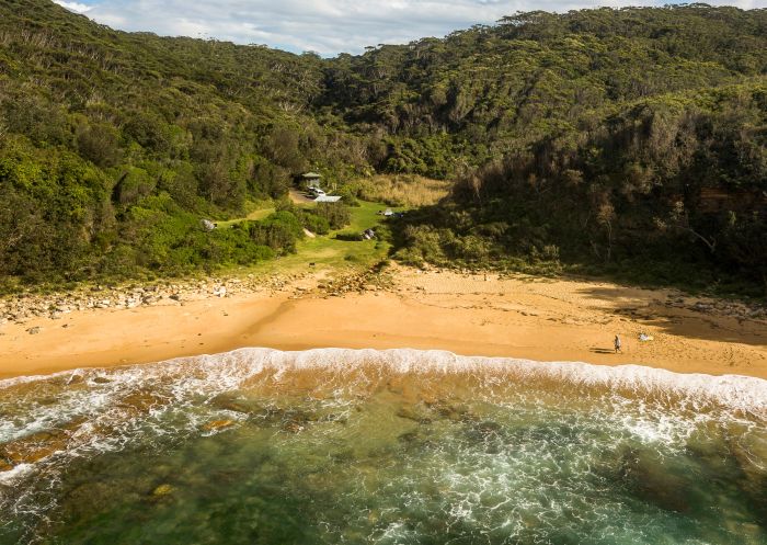 Little Beach campground, Bouddi National Park - Credit: John Spencer/DCCEEW Aerial view of Little Beach campground, Bouddi National Park