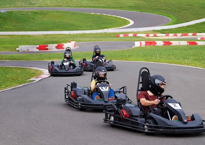 Luddenham Raceway, Luddenham Friends enjoying a day of go karting at Luddenham Raceway, Luddenham (south of Penrith)