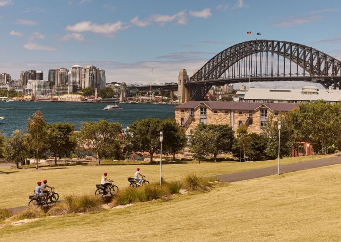 Sydney Harbour Bike Tours, Barangaroo Group on a bike tour with Sydney Harbour Bike Tours, Barangaroo