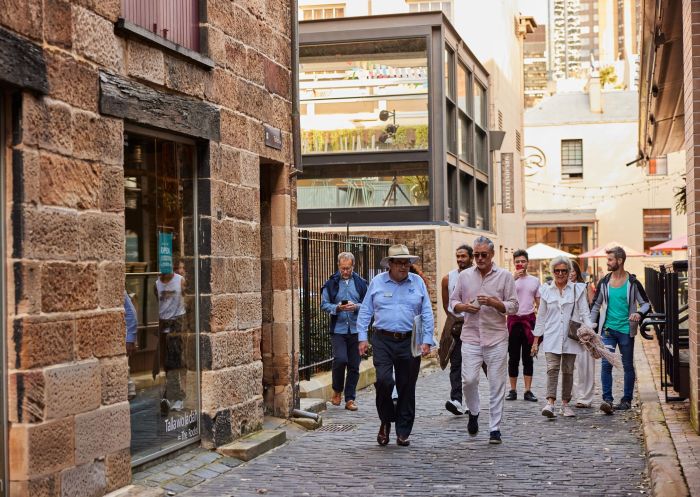 Guests enjoying the history of The Rocks with a guide, The Rocks Walking Tour, The Rocks