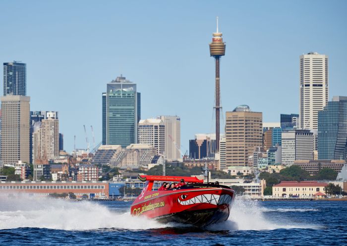 Speed boat on Sydney Harbour with Oz Jet Boating, Sydney Harbour