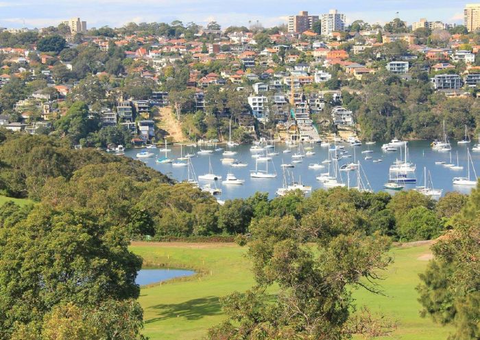 Scenic view of the course overlooking the water at Northbridge Golf Club, Northbridge