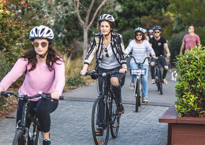 Group enjoying on a bike tour with Urban Legends Tour Co, Darlinghurst