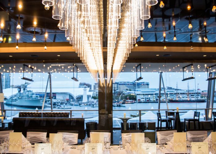 Interior dining space of Manjits Wharf, Darling Harbour