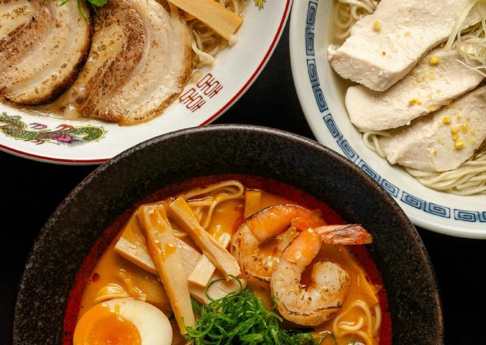 Selection of ramen dishes at Ramen Auru, Crows Nest