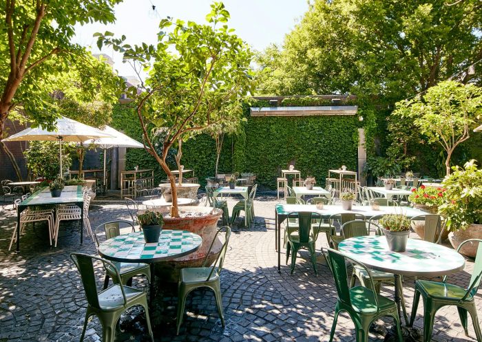 Sunny outdoor courtyard at The Beresford, Surry Hills