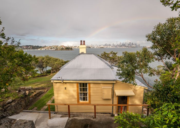 Steele Point Cottage, Sydney Harbour National Park - Credit: John Spencer/DCCEEW Rainbow over Steele Point Cottage, Sydney Harbour National Park