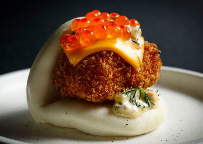 King Clarence, Sydney CBD - Credit: KC Food Media Bao with salmon roe at King Clarence, Sydney CBD