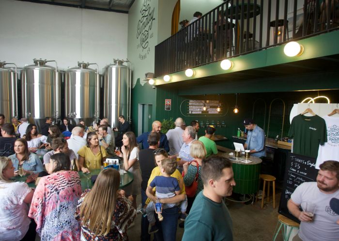 People enjoying a drink at Sunday Road Brewing Co, Kirrawee