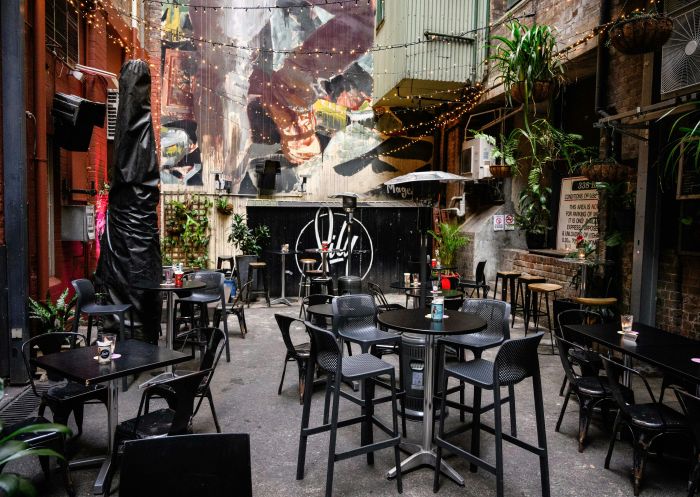 A view of the courtyard seating area, Since I Left You, Sydney - Credit: Since I Left You