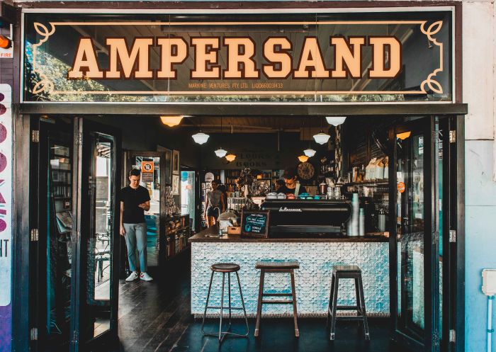 Outside entrance, Ampersand Cafe and Bookstore, Paddington - Credit: Ampersand Cafe & Bookstore