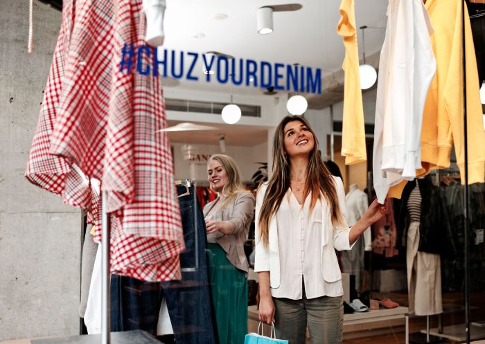 Friends enjoying a day of shopping at fashion, Tuchuzy, Bondi Beach