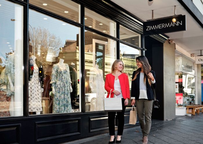 Friends enjoying a day of shopping, Zimmermann, Paddington