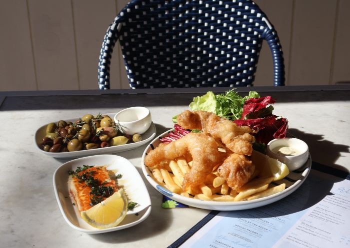 Fish and chips on table, The Boathouse Shelly Beach, Shelly Beach - Credit: The Boathouse Shelly Beach