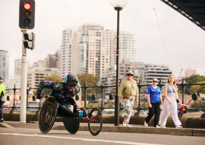 Athletes competing, Oz Day 10k wheelchair, The Rocks
