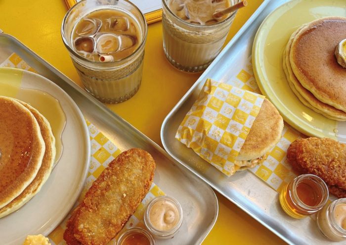 Two pancakes and coffee, Happyfield, Haberfield - Credit: Happyfield