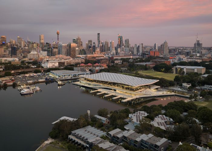 Sunset aerial view, Sydney Fish Market, Pyrmont - Credit: Tom Roe