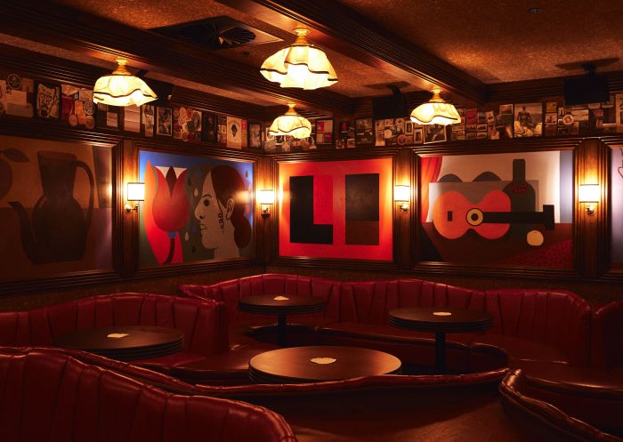 Inside interiors of bar lounges, Caterpillar Club, Sydney - Credit: Andrea Veltom