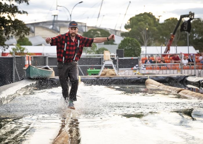 The lumberjack show log running, Sydney Royal Easter Show, Sydney Olympic Park - Credit: Sydney Royal Easter Show