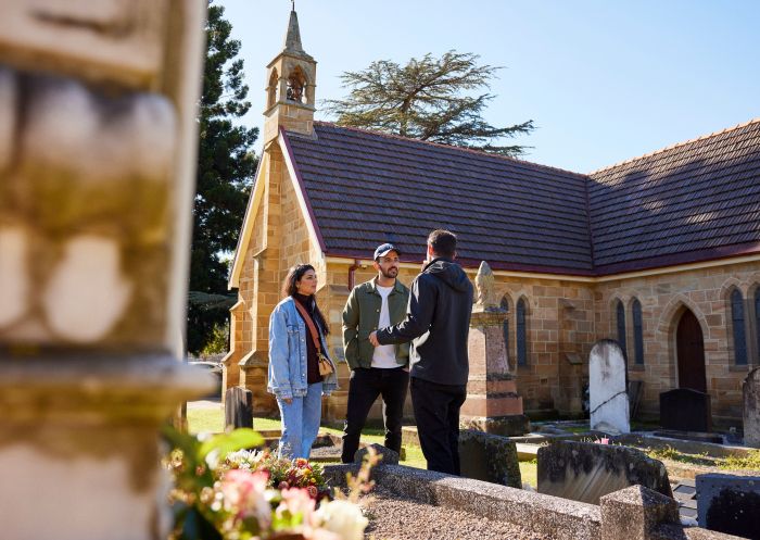 Couple enjoying a guided local history tour run by Wollondilly Tours, Discover Picton Walking Tour, Picton